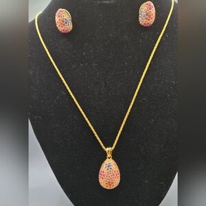 Joan Rivers Crystal Egg Necklace & Earrings